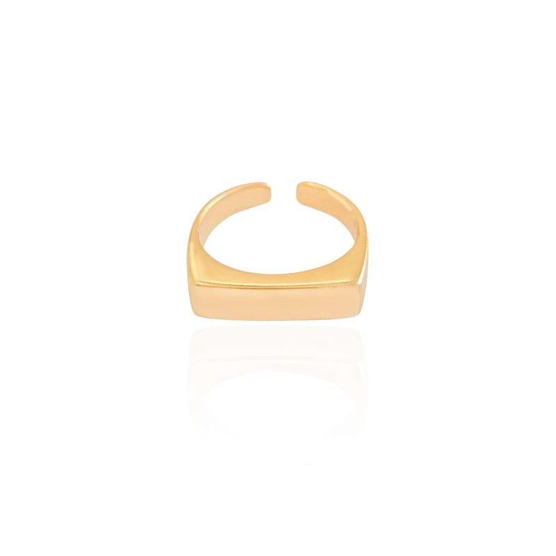 Anel Ajustável de Dedinho Reto Liso Tamanho P Banhado a Ouro 18K