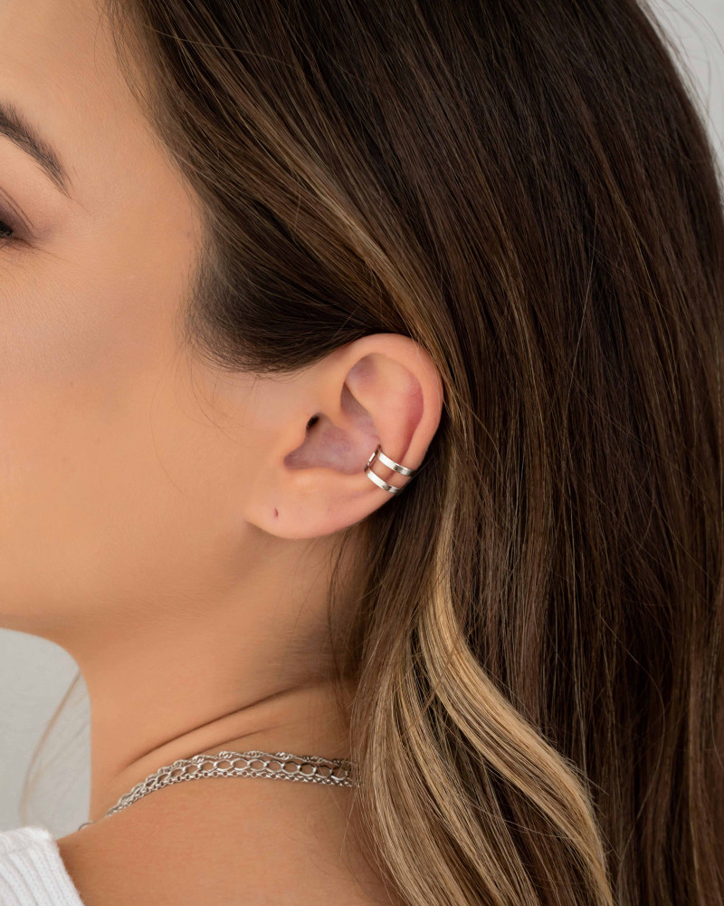 Piercing Dois Filetes Liso Ródio Branco