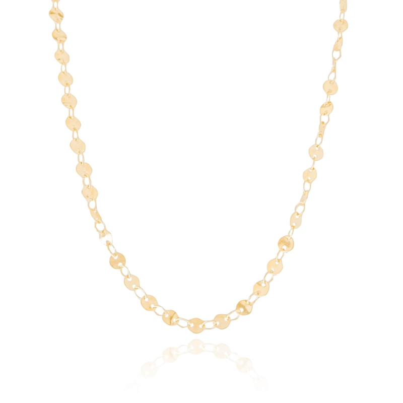 Gargantilha Plaquinhas Redondas Flat Banhado a Ouro 18K