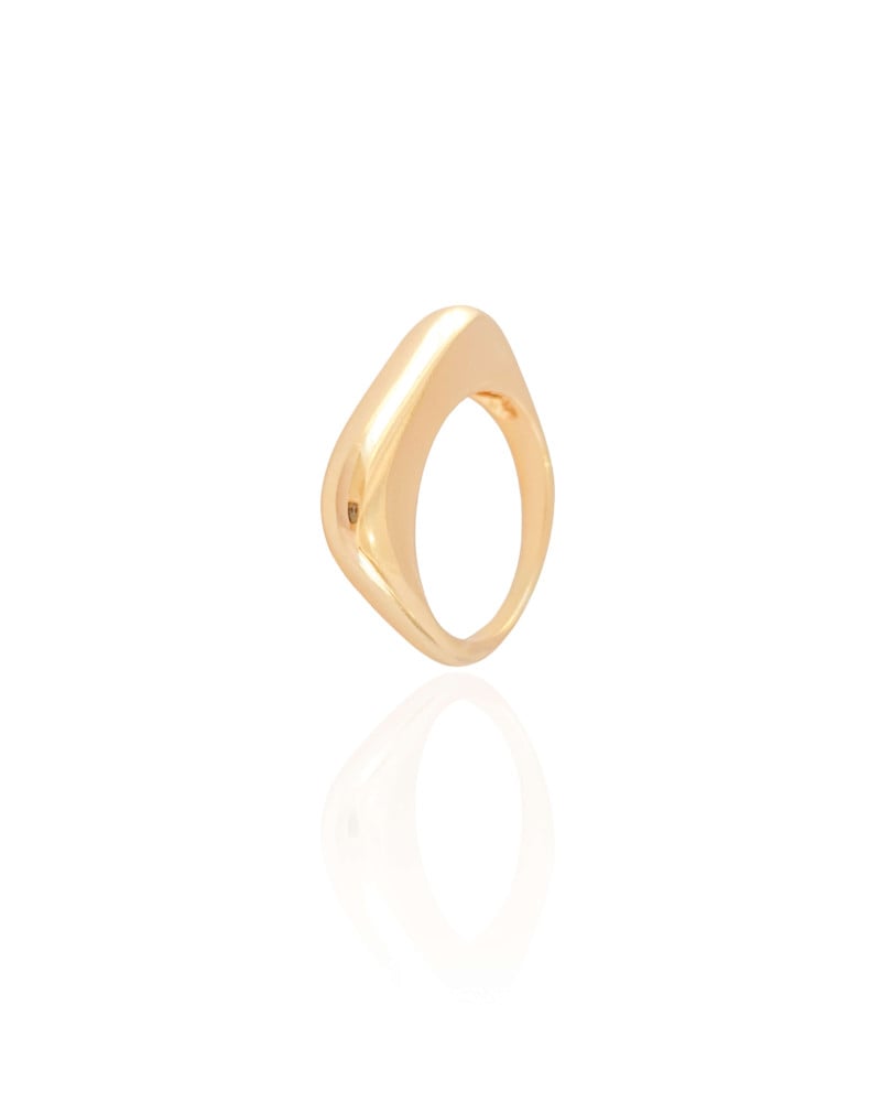 Anel Abaulado Liso Tamanho 17 Banhado a Ouro 18K