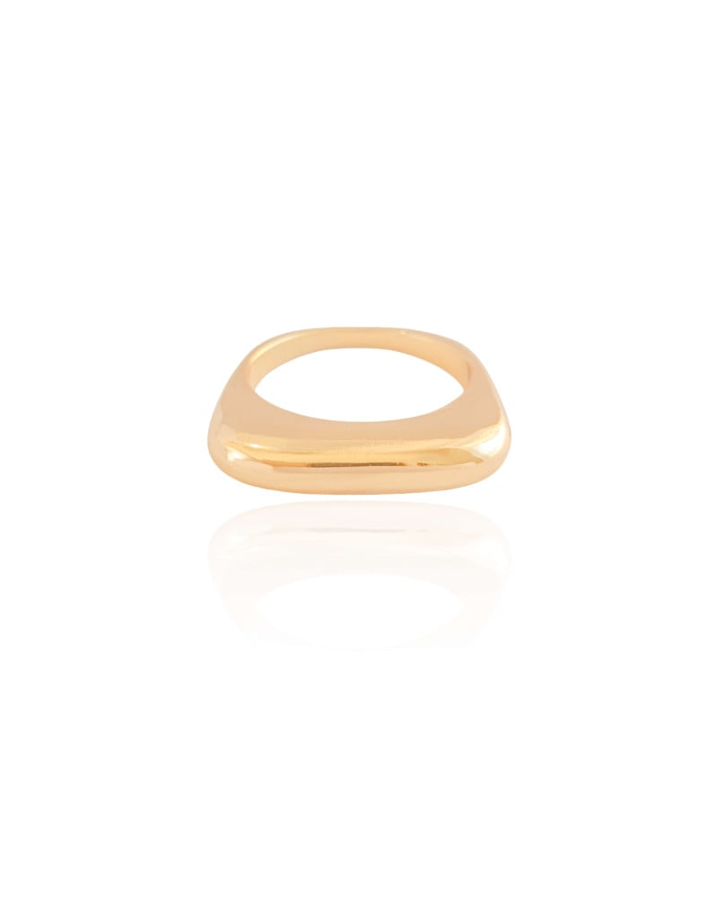 Anel Abaulado Liso Tamanho 19 Banhado a Ouro 18K
