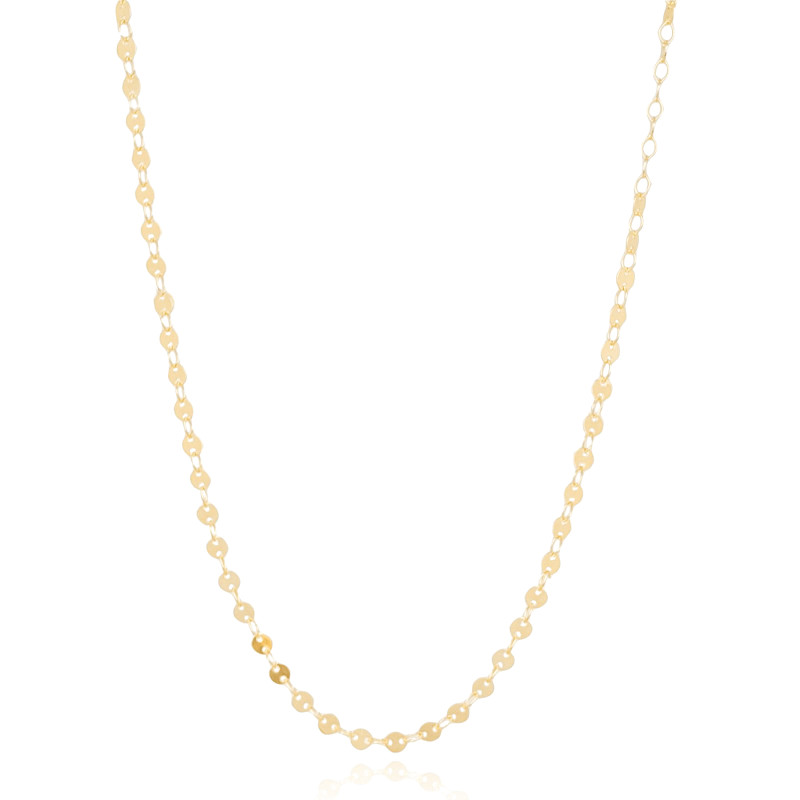 Gargantilha Longa Plaquetas Redondas Flat Banhado a Ouro 18K