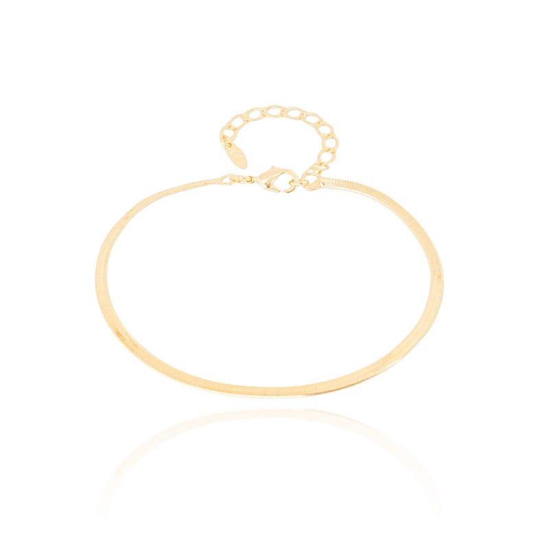 Pulseira Malha Fita 2 mm Banhado a Ouro 18K
