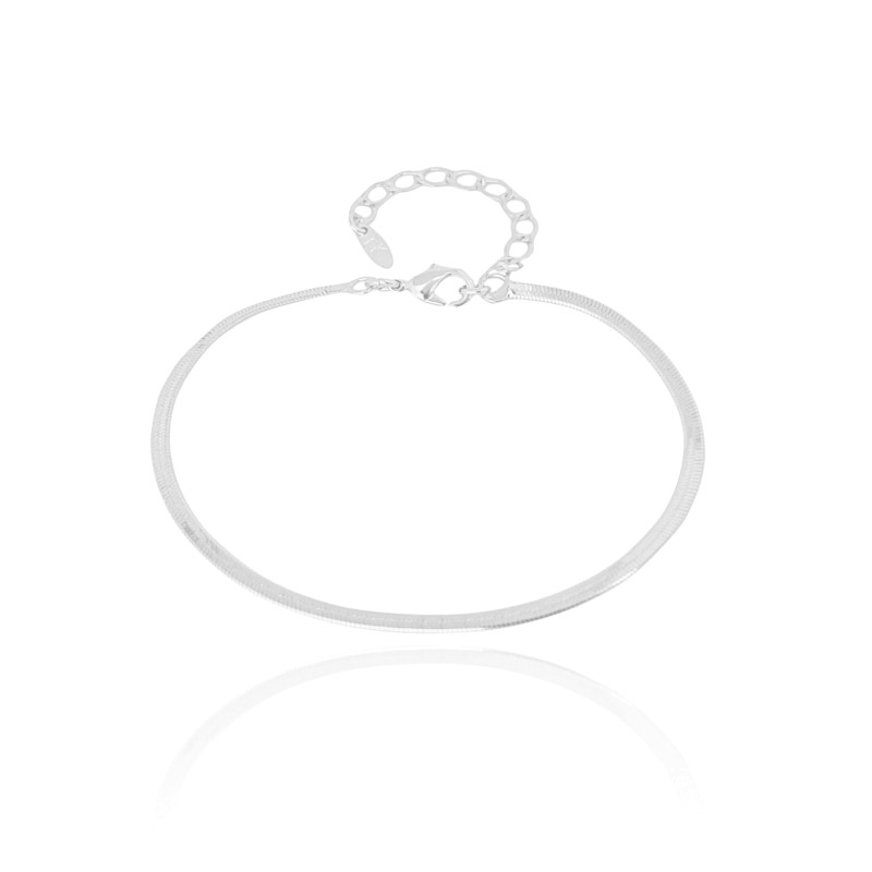 Pulseira Malha Fita 2 mm Ródio Branco