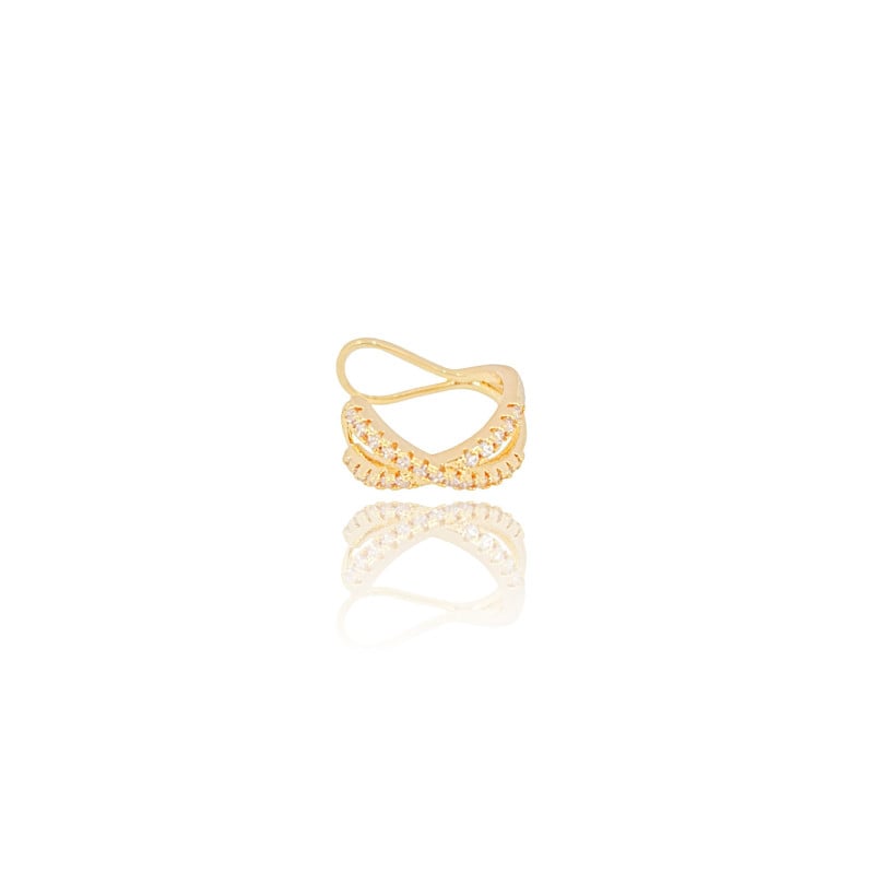 Piercing X Cristal Cravejado Banhado a Ouro 18K