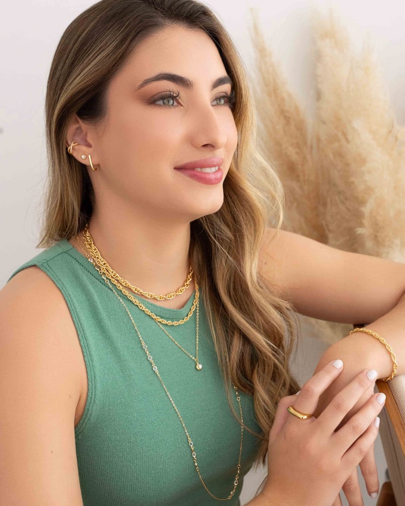 Piercing X Cristal Cravejado Banhado a Ouro 18K