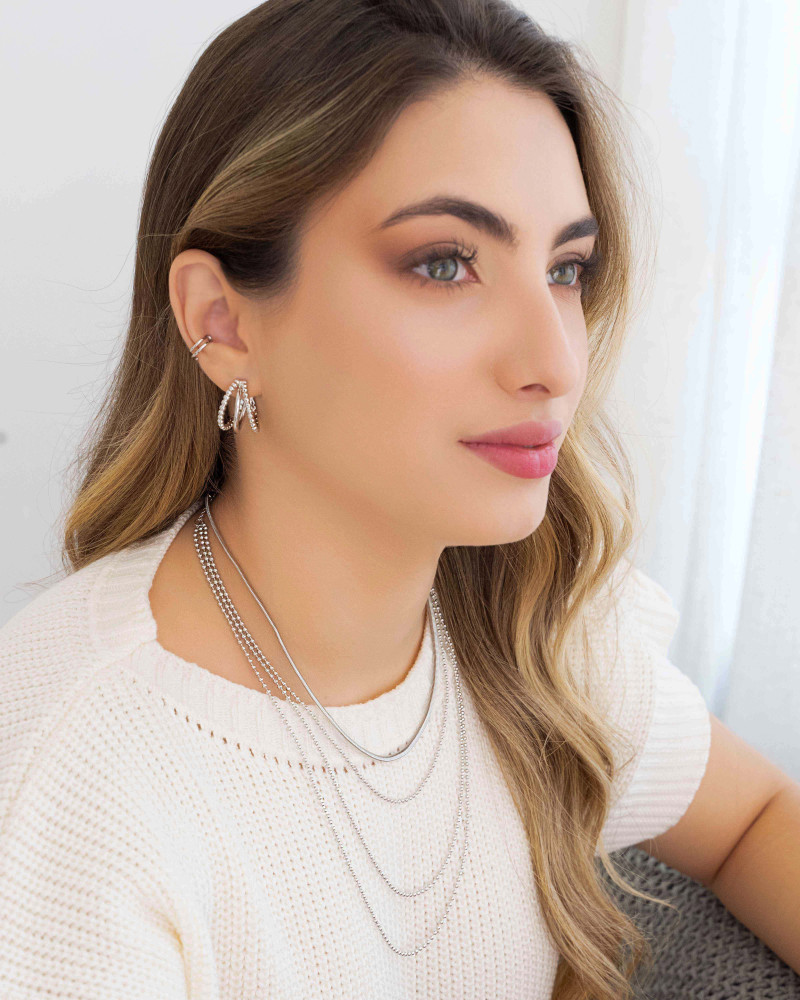 Piercing Três Filetes Liso Ródio Branco