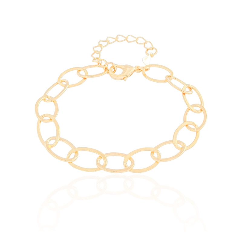 Pulseira Elos Ovais 7 mm Banhado a Ouro 18K