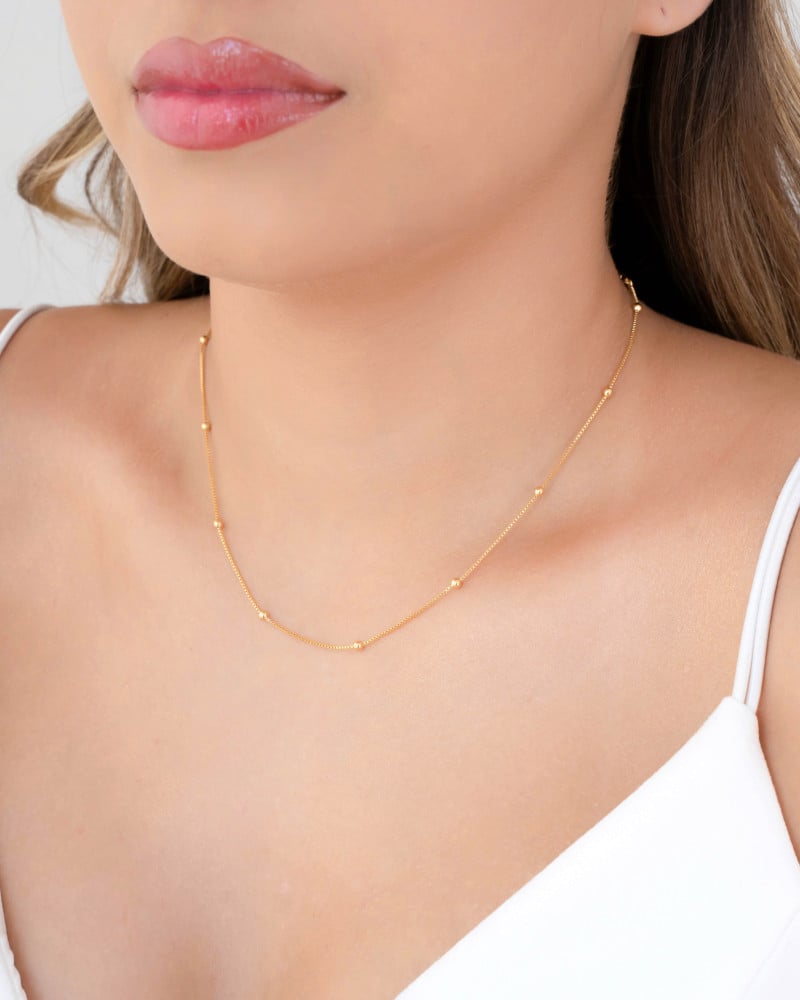 Choker Veneziana Bolinhas 2.5 mm Banhado a Ouro 18K