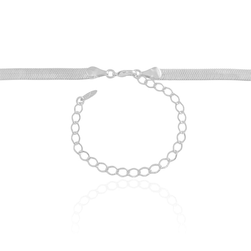 Gargantilha Malha Fita 5 mm Ródio Branco