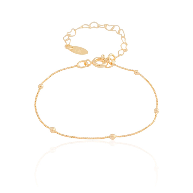 Pulseira Infantil Veneziana Bolinhas Banhado a Ouro 18K