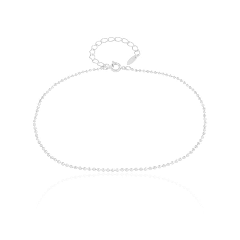 Tornozeleira Bolinha Ródio Branco