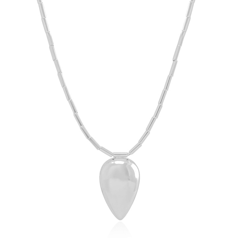 Gargantilha Canutilhos com Gota Lisa Ródio Branco