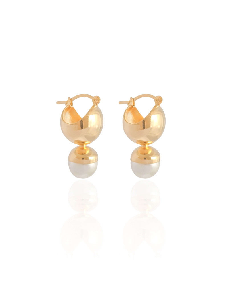 Brinco Argola Pérola 10 mm Banhado a Ouro 18K