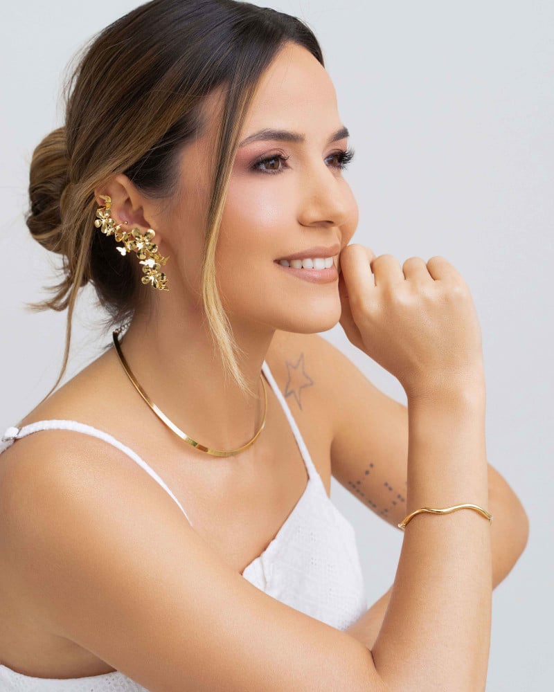 Bracelete Ondulado Banhado a Ouro 18K