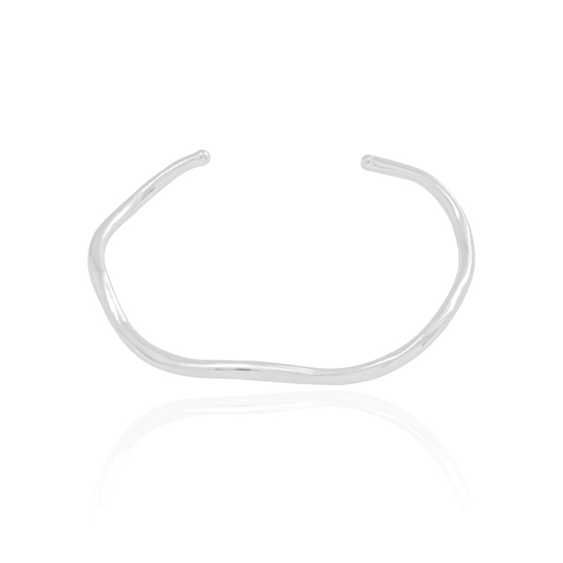 Bracelete Ondulado Ródio Branco