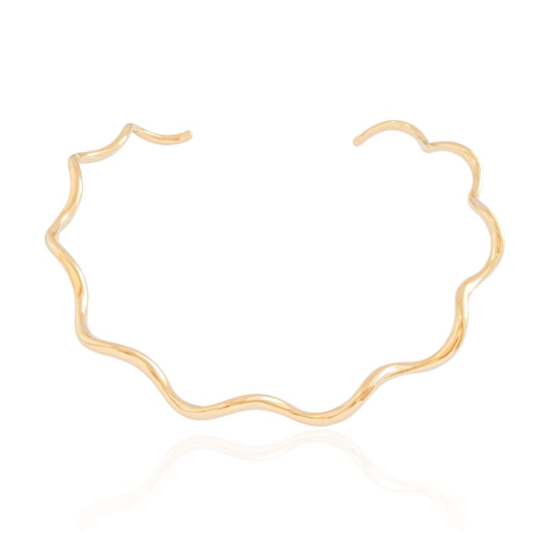 Aro Ondas Banhado a Ouro 18K
