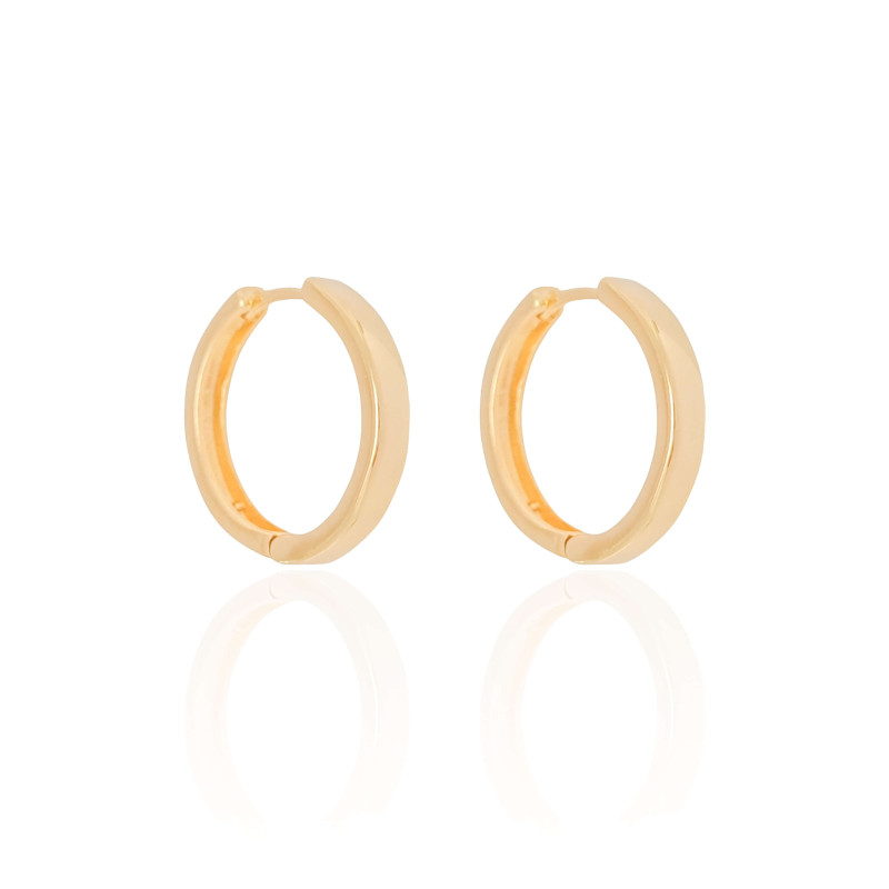 Brinco Argola Lisa Reta 2.1 cm Banhado a Ouro 18K