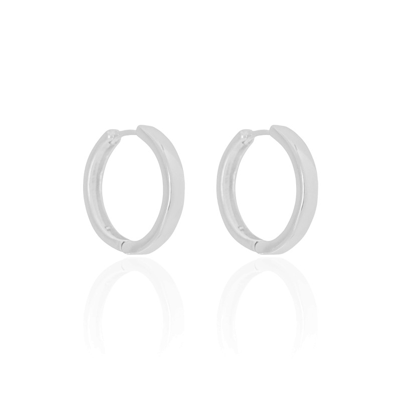 Brinco Argola Lisa Reta 2.1 cm Ródio Branco