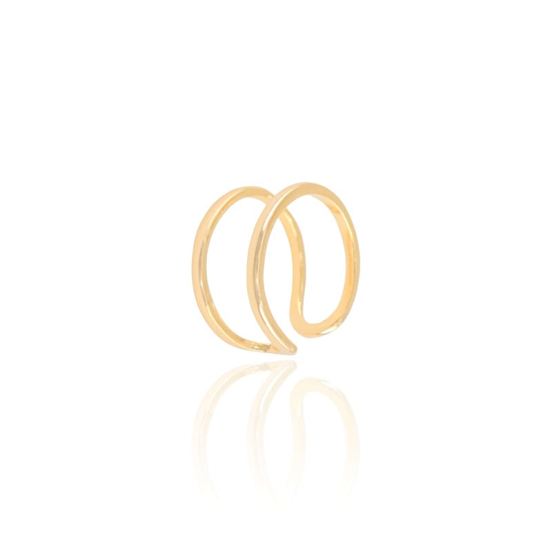 Anel Ajustável Dois Filetes Lisos Tamanho G Banhado a Ouro 18K