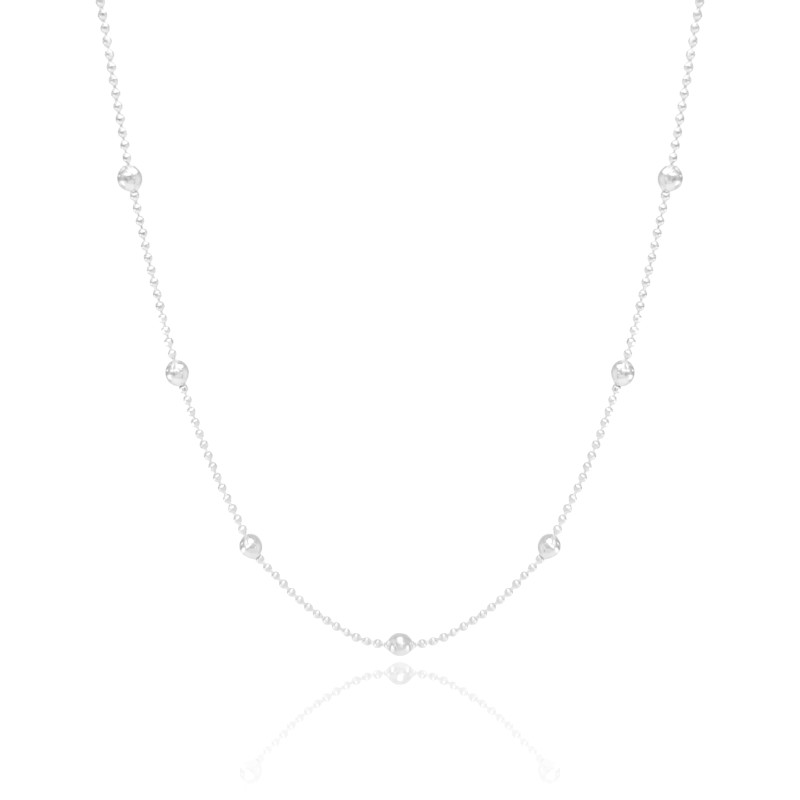 Choker Bolinhas Ródio Branco