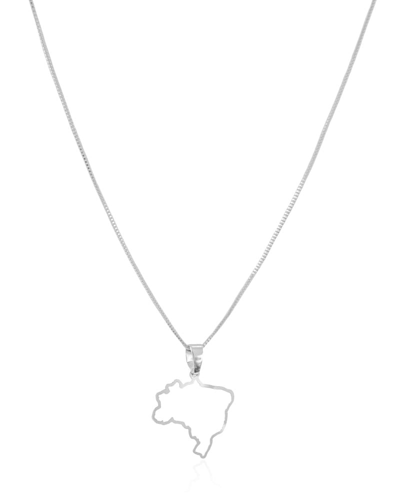 Gargantilha Veneziana Brasil Vazado Ródio Branco - 45 cm