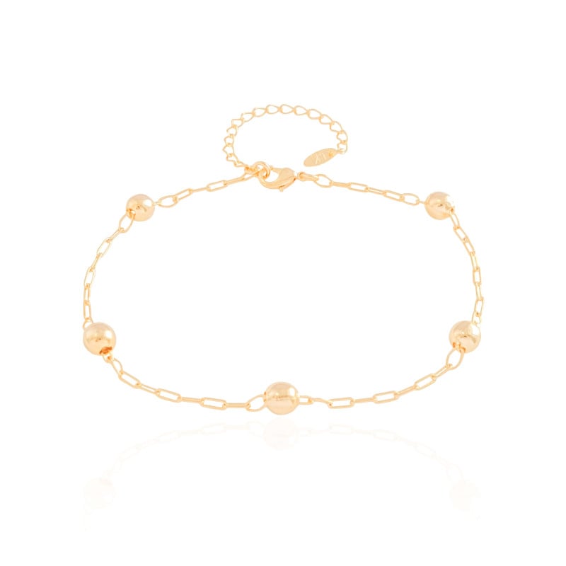 Pulseira Elos com Esferas Banhado a Ouro 18K