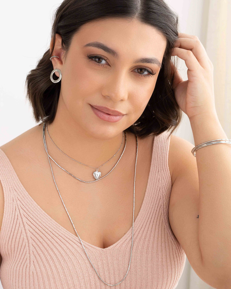 Piercing Corações Lisos Ródio Branco