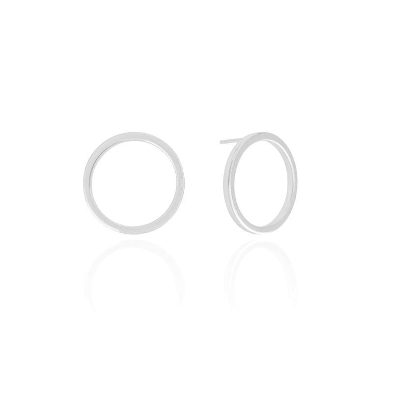 Brinco Argola Frontal Reta Lisa 1.9 cm Ródio Branco
