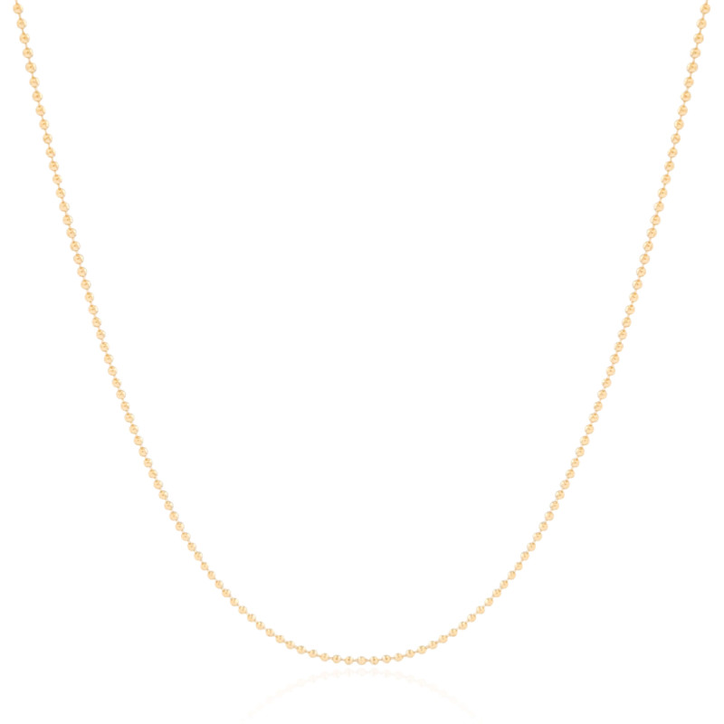 Gargantilha Longa Bolinhas 1.5 mm Banhado a Ouro 18K