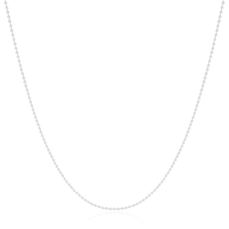 Gargantilha Longa Bolinhas 1.5 mm Ródio Branco