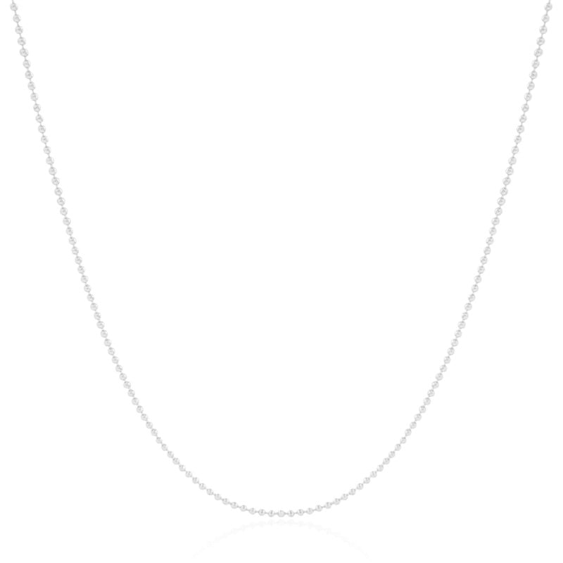 Gargantilha Longa Bolinhas 1.5 mm Ródio Branco