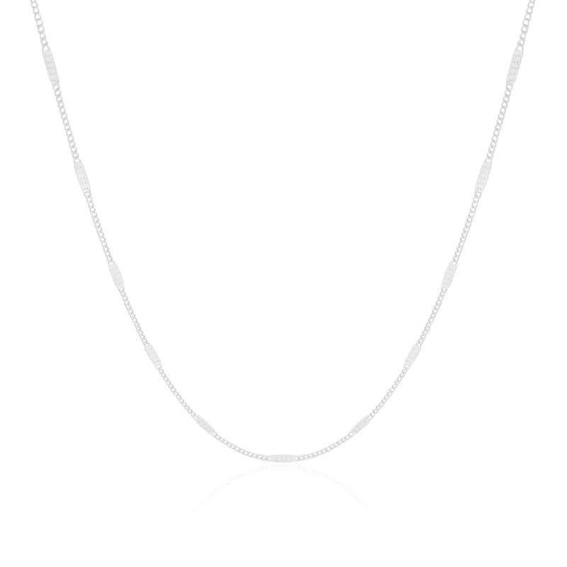 Choker Malha Achatadas Ródio Branco