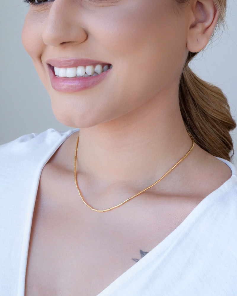 Gargantilha Canutilhos 2 mm Banhado a Ouro 18K