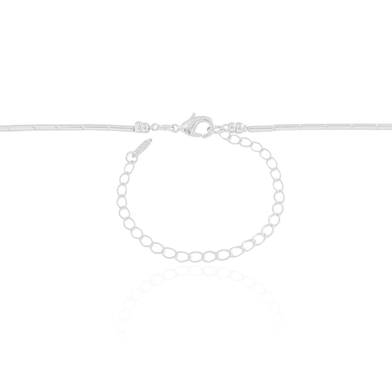 Gargantilha Longa Canutilhos 2 mm Ródio Branco