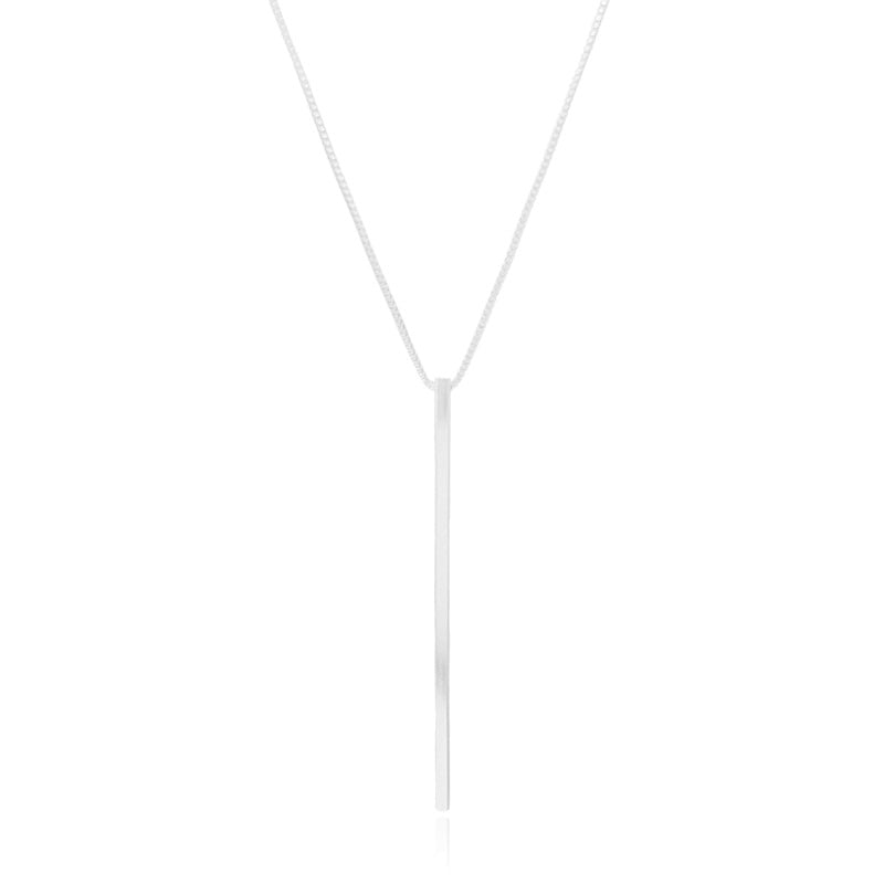 Gargantilha Longa Palito Ródio Branco