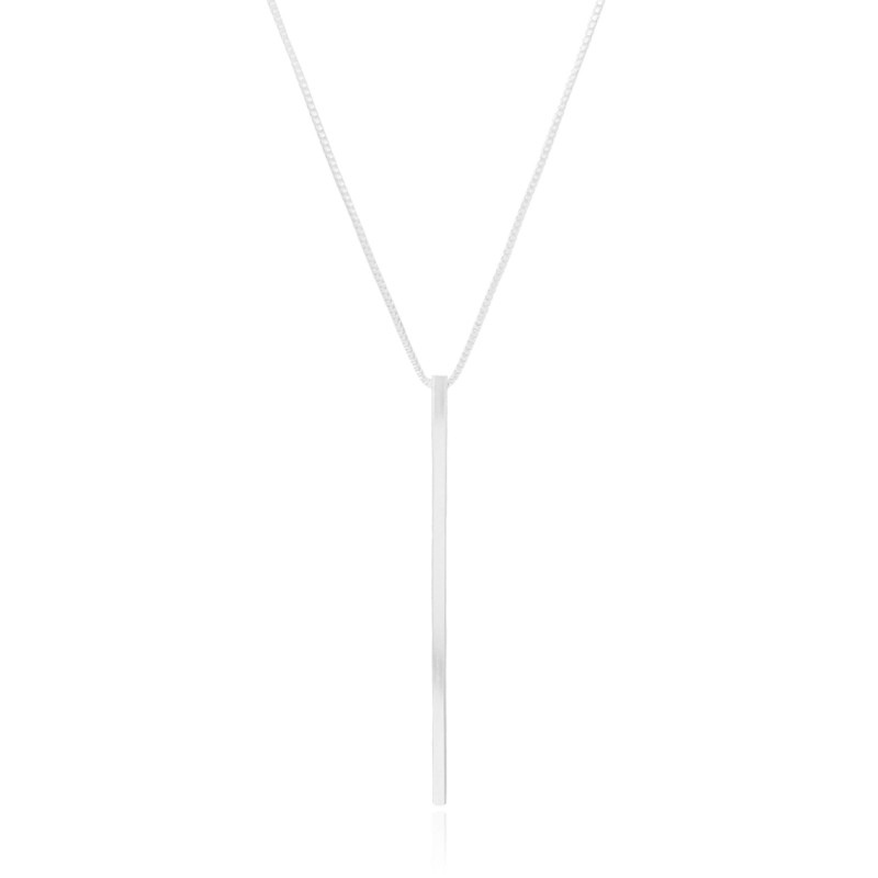 Gargantilha Longa Palito Ródio Branco