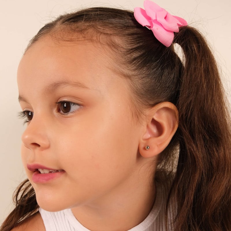 Brinco Infantil Bola Lisa 3.5 mm Ródio Branco