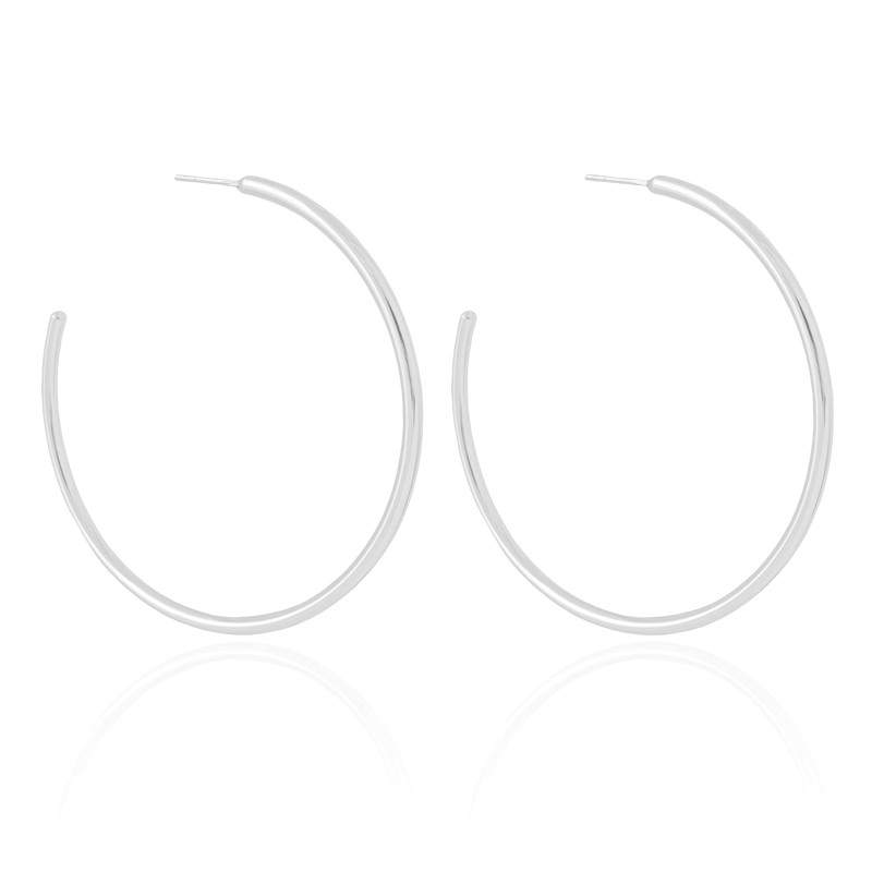 Brinco Argola Fio Lisa 6.2 cm Ródio Branco