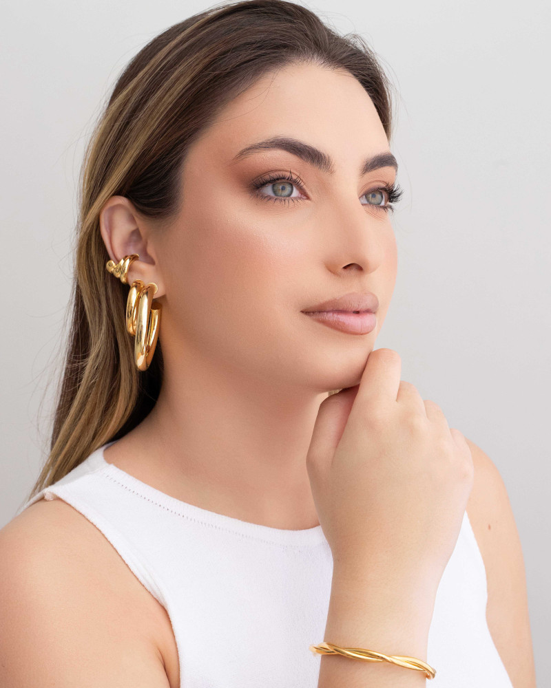 Brinco Argola Tubo 4.9 cm Banhado a Ouro 18K