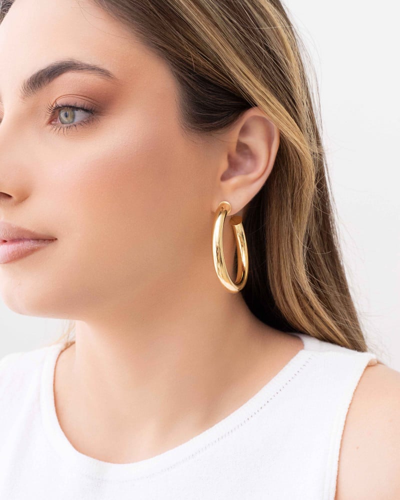 Brinco Argola Tubo 4.9 cm Banhado a Ouro 18K