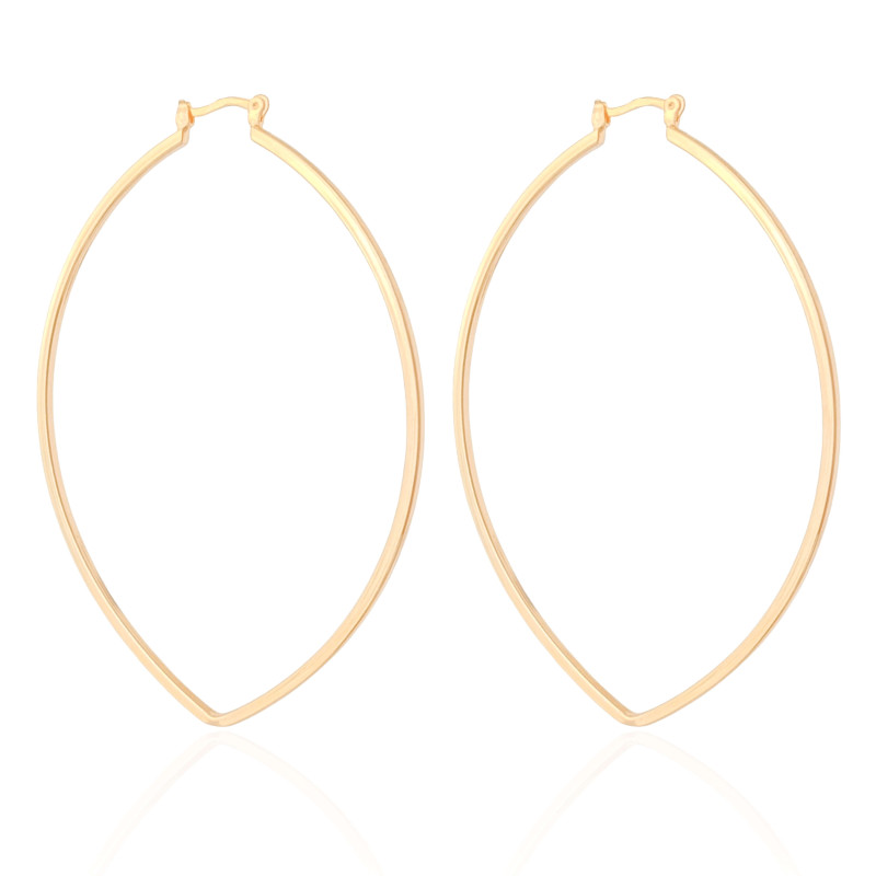 Brinco Argola Elíptico Fecho Italiano 6.1 cm Banhado a Ouro 18K