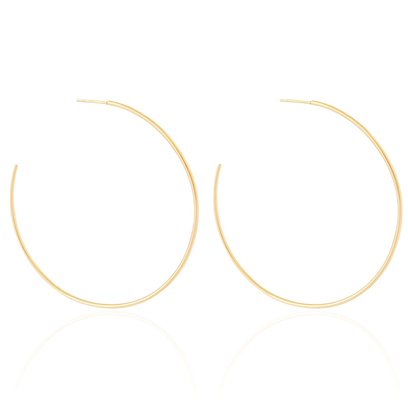 Brinco Argola Tubo Lisa 6.9 cm  Banhado a Ouro 18K