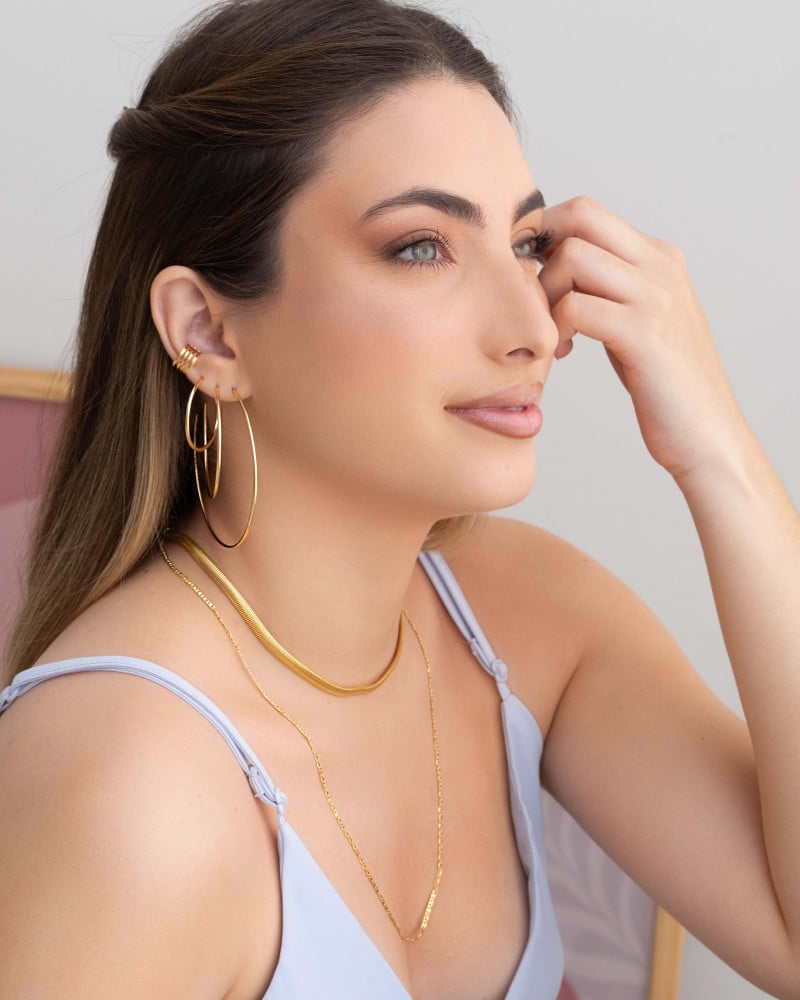 Brinco Argola Fio Liso 2.9 cm Banhado a Ouro 18K