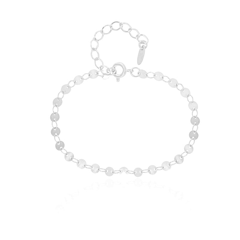 Pulseira Plaquinhas Flat Ródio Branco