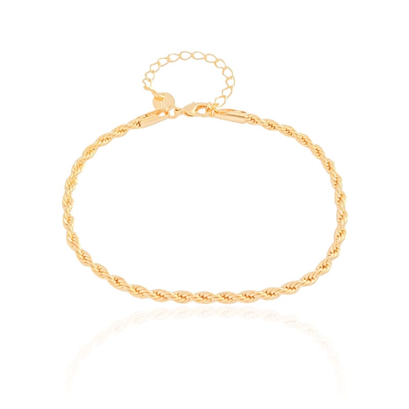 Pulseira Cordão Baiano 3 mm Banhado a Ouro 18K