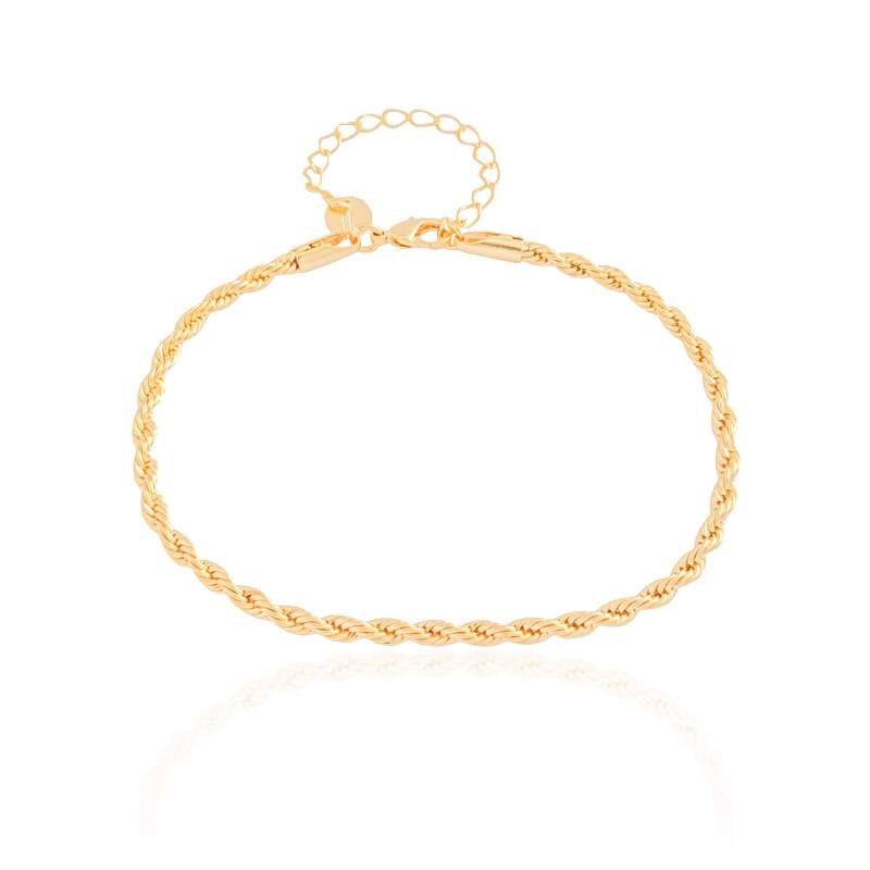 Pulseira Cordão Baiano 3 mm Banhado a Ouro 18K