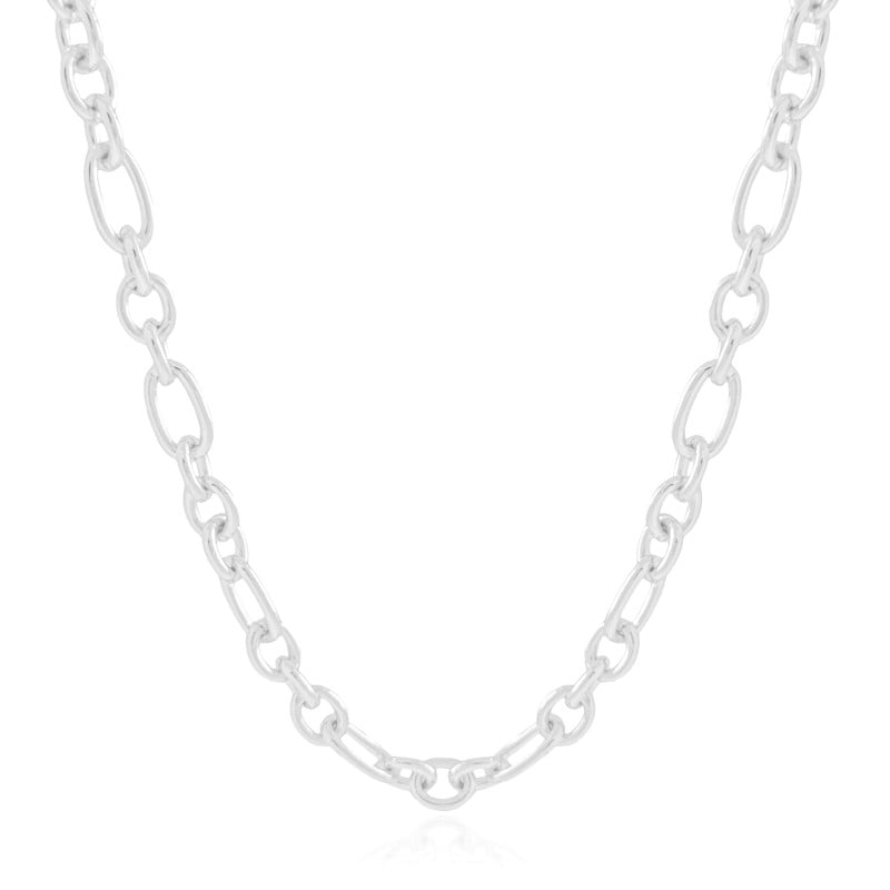 Gargantilha Elos Ovais 8 mm Ródio Branco