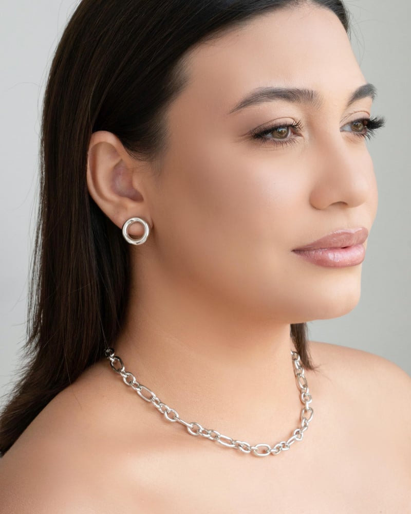 Gargantilha Elos Ovais 8 mm Ródio Branco