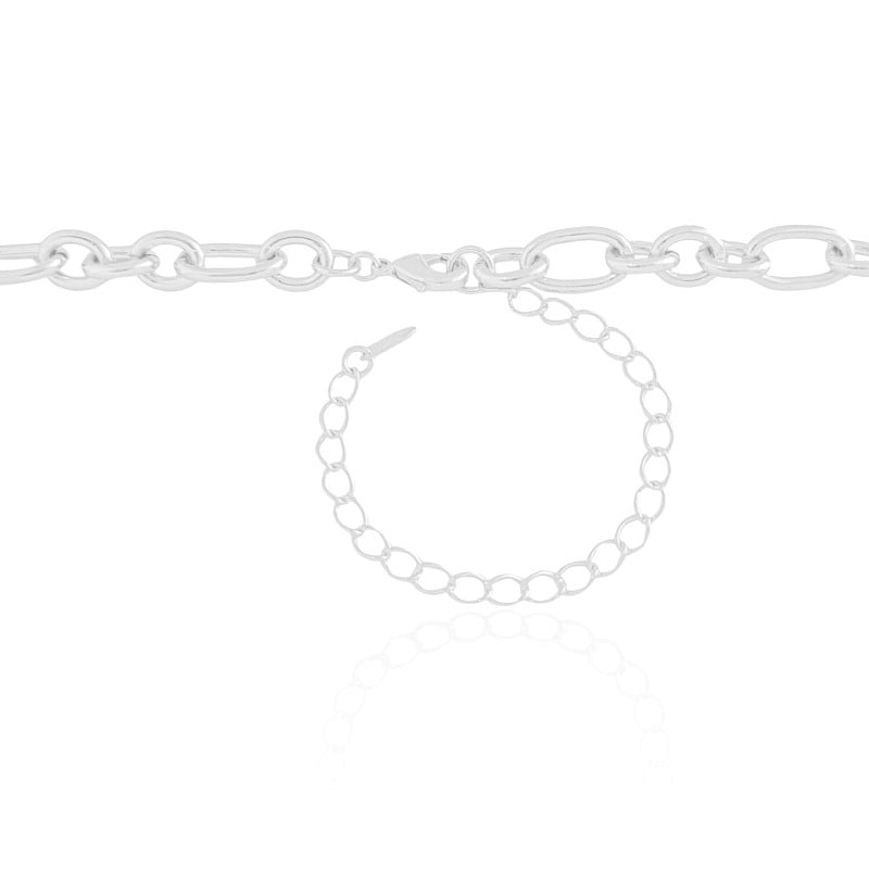 Gargantilha Elos Ovais 8 mm Ródio Branco